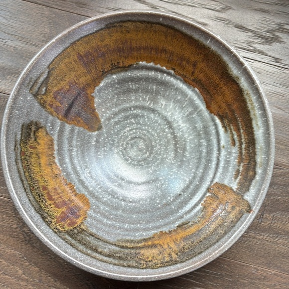 Ceramic Round Footed Bowl Multi-use decor,planter,serving,pewter gray/brown/rust - Picture 3 of 10